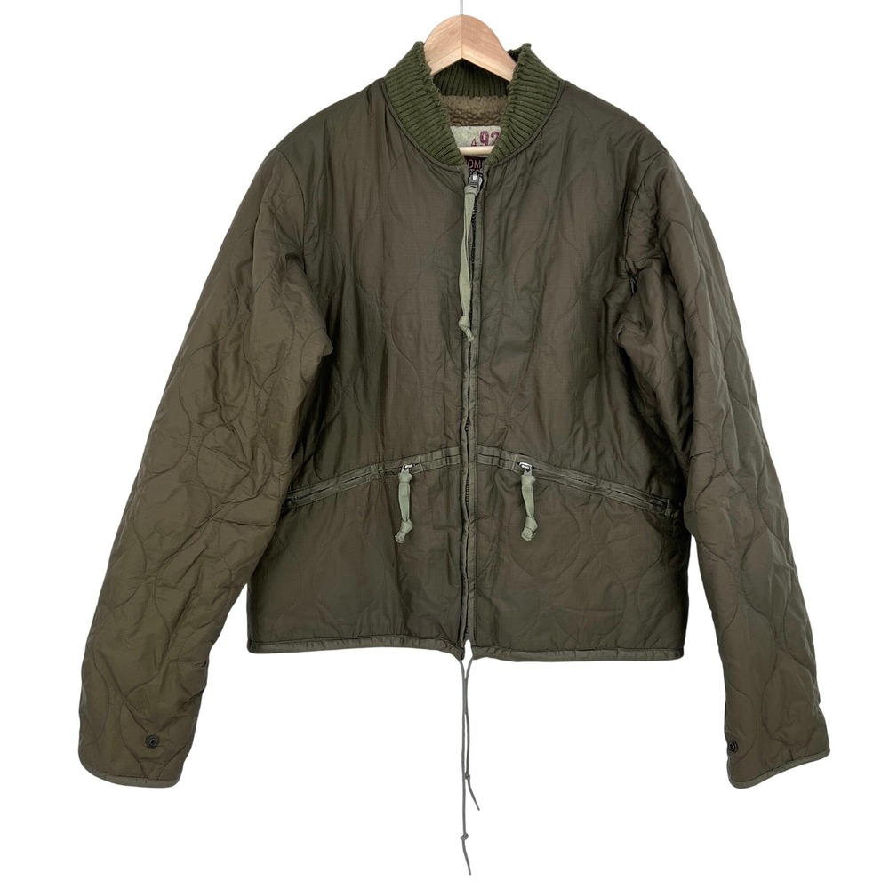 Y2K Abercrombie & Fitch A92 Mens Quilted Sherpa‎ Bomber Jacket Military Field